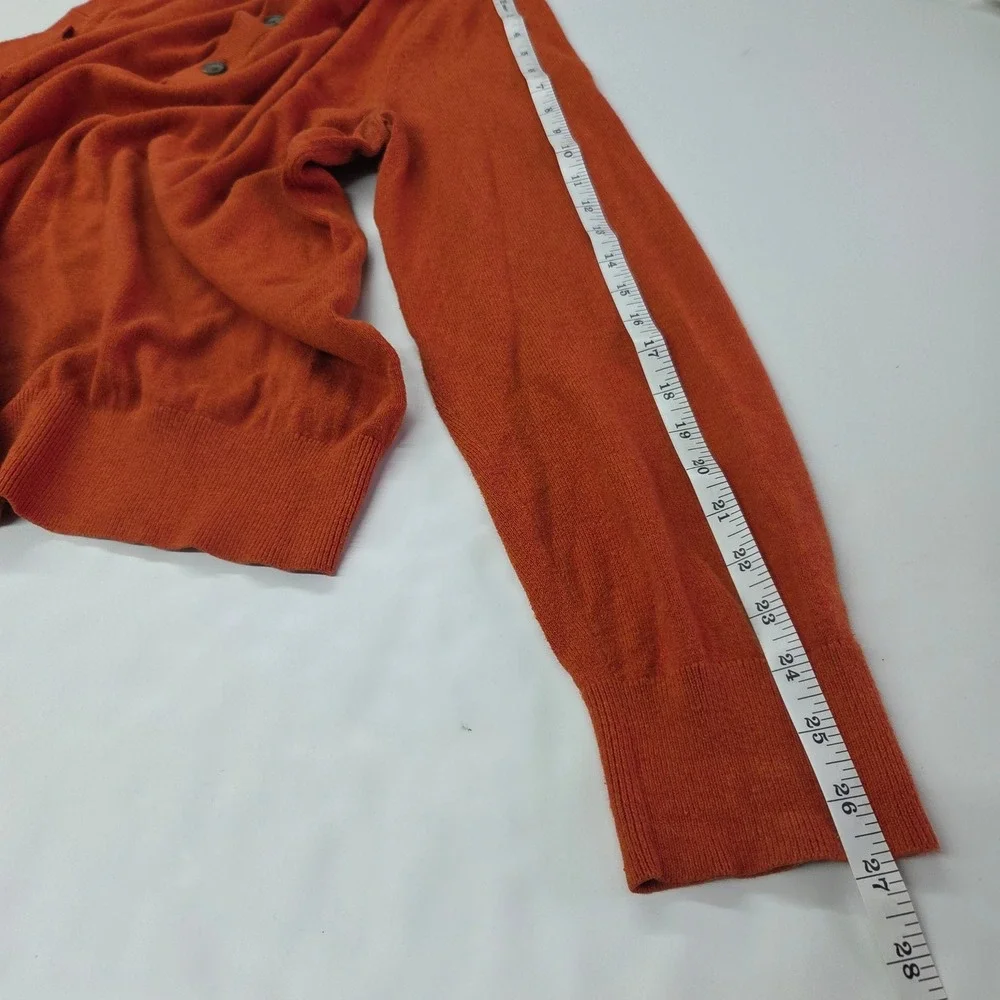 Banana Republic Men's Orange Cotton Cashmere Mock‎ Neck Button Sweater Large